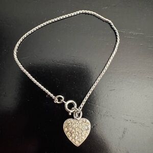 Silver Heart Pendant Bracelet